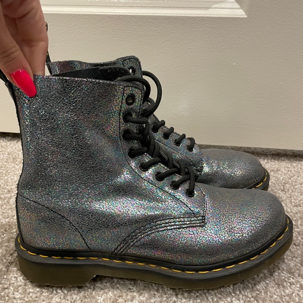 Dr. Martens Silver Combat Boots